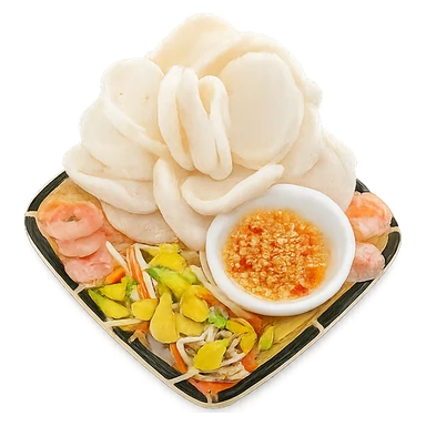 Bánh phồng tôm chiên truyền thống ăn kèm gỏi