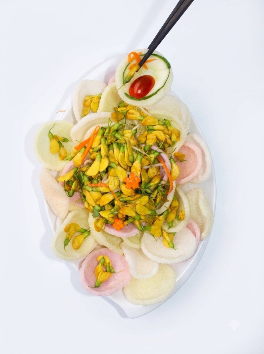Gỏi chay ăn kèm bánh phồng dòng Sản phẩm Xanh